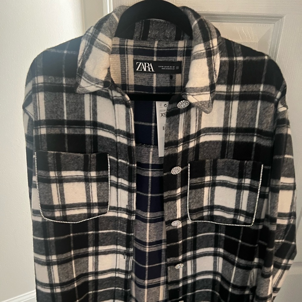 Zara oversized shirt/jacket with rhinestone detail